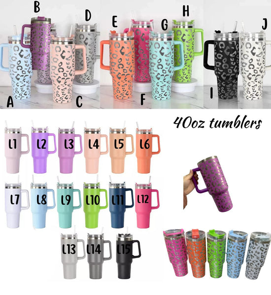 40 oz Tumblers - Solids, Holographic & Leopard Style