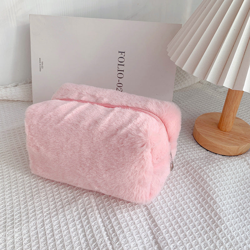 Pink Plush Cosmetic Bag