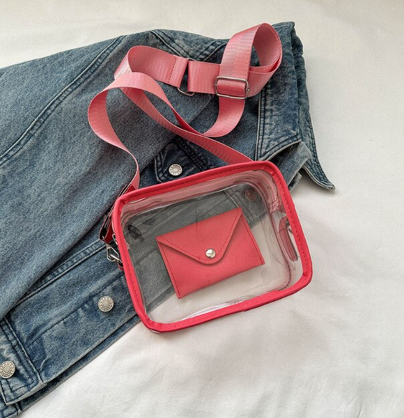 PVC Transparent Crossbody Bag with additional small pouch